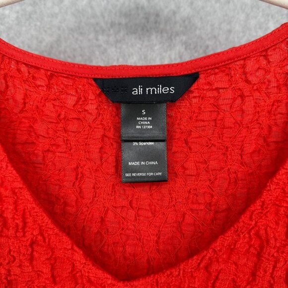 Ali Miles Womens Gauze Tunic Top Size S Burnt Orange Art to Wear Roll Tab Button - Picture 5 of 11